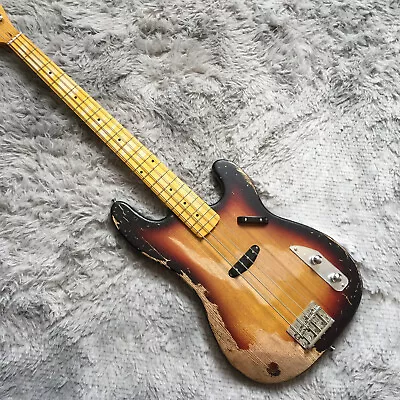 Vintage Relic Precision Electric Bass Guitar 4 String Sunburst Maple Fretboard • $271.24