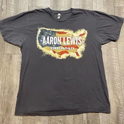 Aaron Lewis Mens T-Shirt XLarge Gray The Road Tour Graphic American Apparel • $7.20