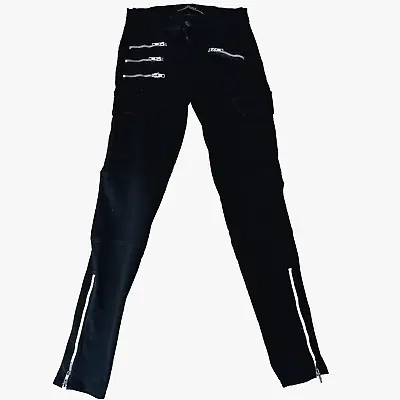 J Brand Skinny Black Pants Stretch Cargo Denim Ankle Zipper Punk Rock • $39.24