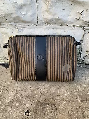 Vintage Fendi Striped Leather Shoulder Bag Multicolor Zip Up Designer  • $70