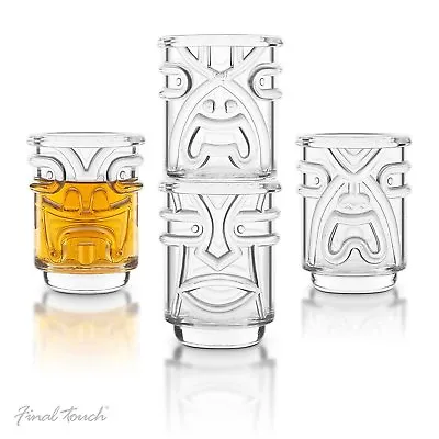 Final Touch TIKI SHOT GLASSES Hawaiian Themed For Cocktail Luau Parties Set Of 4 • £18.99