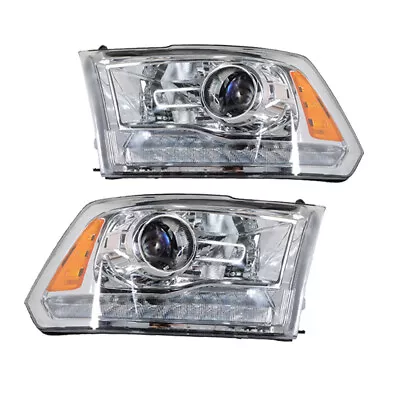 Headlights For 2009-2018 Dodge Ram Halogen W/ LED DRL Right+Left Chrome Housing • $134.17