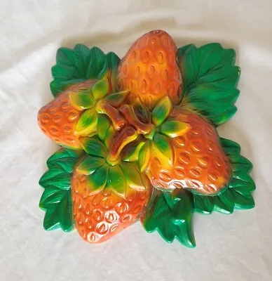 Vtg MCM Plaster Chalkware Strawberry Fruit Decor Miller Studio 60s Retro Kitsch • $12