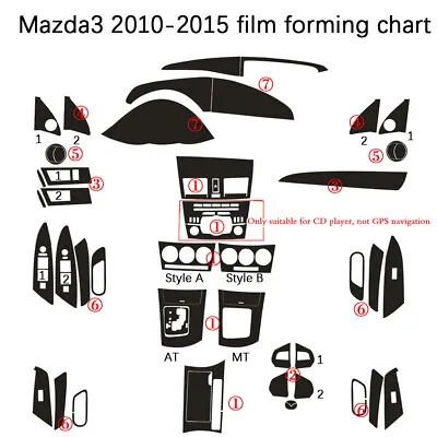 For Mazda 3 2010-2015 3D Carbon Fiber Black Pattern Interior DIY Trim Decals • $36.80
