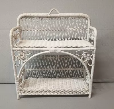 Vintage 70's Boho Chic Wicker Rattan Hanging Display Wall Shelf Cabinet... • $24.99