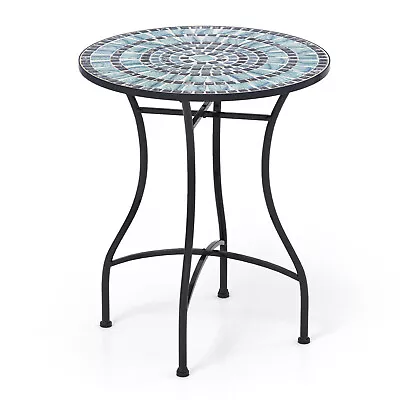 24 Inch Patio Bistro Table W/ Ceramic Tile Tabletop Heavy-Duty Metal Structure • $84.99