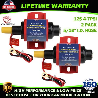 2Set 12S Universal Electric Fuel Pump W/ Carburetor 35GPH 4-7PSI Low Pressure US • $74.27