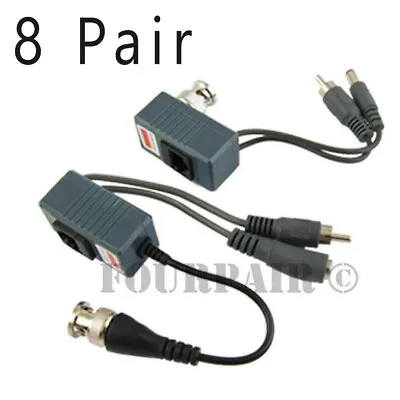 16pcs 8 Pair CCTV Coax BNC Video Audio Power Balun Transceiver To CAT6 TVI AHD • $24.97