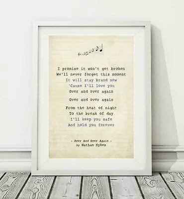 Nathan Sykes - Over And Over Again (v.2) - Song Lyric Poster Print - Sizes A4 A3 • £18.95