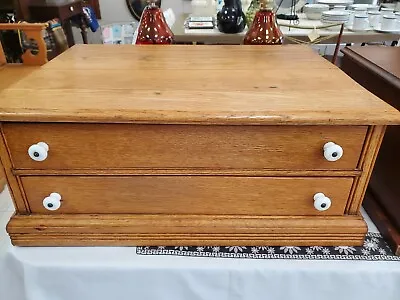 Antique Oak 2 Drawer Spool Thread Cabinet • $239