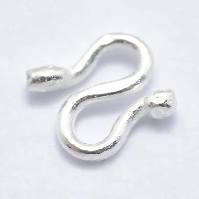 925 Sterling Silver S Shape Clasps S-Hook Clasps  Silver 5x7x1.5mm 1 Pc • $1.70