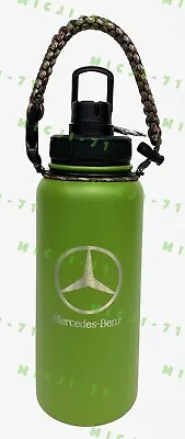 Mercedes Benz Green Sport Mug W/ Rope Handle 32oz Stainless Steel Cup Bottle • $42.99