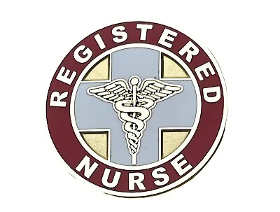 RN Registered Nurse Medical Caduceus Cross Red Gold Tone Hat Pin PMS711 F4D9E • $11.79