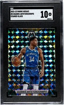 2022/23 Panini Mosaic Giannis Antetokounmpo Stained Glass SSP SGC 10 Bucks MVP • $368