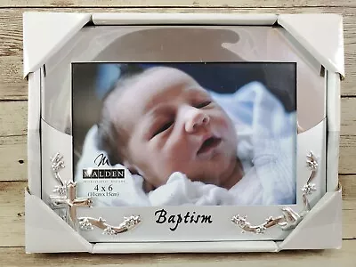 Malden Baby Baptism Christening Picture Frame 4x6 Silver Mirrored NIB • $9