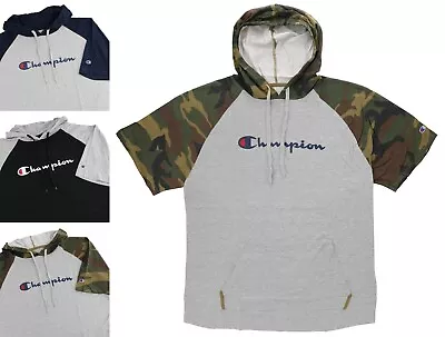 Champion Men's Hoodie T-Shirt Big & Tall Raglan Short Sleeve Script Logo Jersey • $29.99