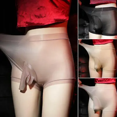 Plus Size Mens Sheer Shiny Boxer Shorts Underwear Underpants Penis Sheath Trunks • $8.99