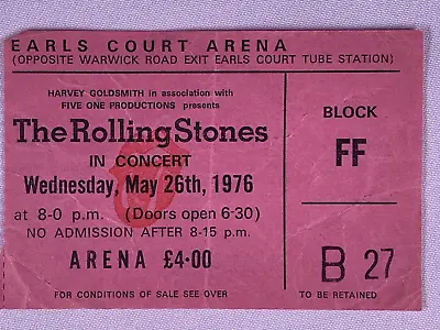 £40 • Buy The Rolling Stones Ticket Vintage Orig. Black And Blue Tour Earls Court 1976 #2