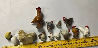 Chickens And Roosters Vintage Figurines Lot Of 13 Pieces • $10.50