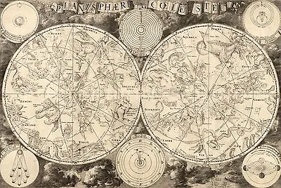 Old Map Of Astronomy Planisphaerium Coeleste 1850 Giclee Canvas Print 18x12 • $32.95