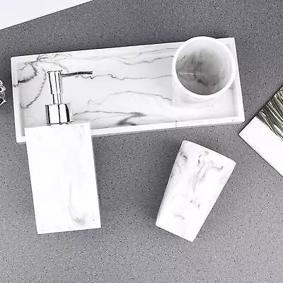 Bathroom Accessories Set Shampoo Bottles Marble Texture Toothbrush Cup Bath Kit • $90.73