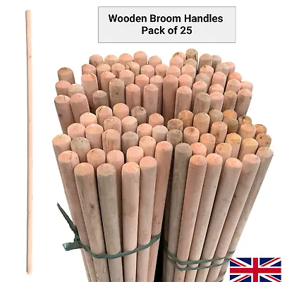 £19.99 • Buy Long Wooden Broom Handle Mop Snow Shovel 4Ft 120cm Outdoor Yard Stick 25 Pack