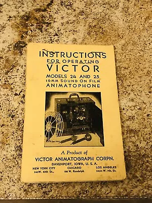 VICTOR Model 24 25 Animatophone 16mm Sound Motion Picture Projector Manual • $50