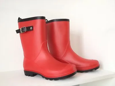 Gumboots Ladies Mid Length Red Size 5 6 7 8 9 10 11 Buckle Wellies Women New • $49.95