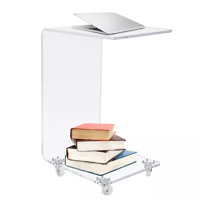 Clear Acrylic C Table With 4 Wheels End Table Nightstand Transparent Side Table  • $89.30