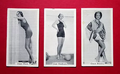 MURRAY 3 VINTAGE 1939  REAL PHOTO CIGARETTE CARDS  BATHING BELLES  No's 14-17-23 • £1.89