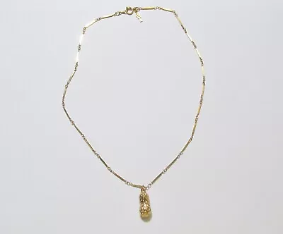 Vintage Unique Crown Trifari Peanut Pendant Necklace • $15.99