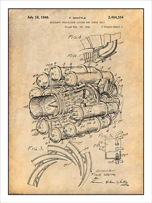 $29.99 • Buy 1941 Aircraft Jet Engine Patent Print Art Drawing Poster
