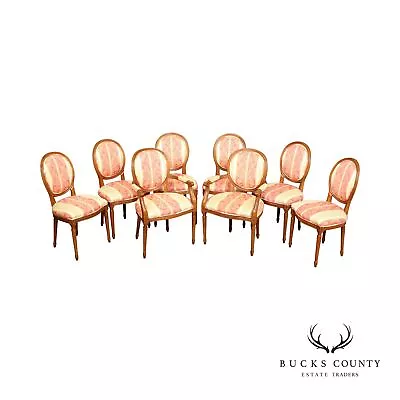 Andre Originals French Louis XVI Style Set Of Eight Medallion Back Dining Chairs • $1995