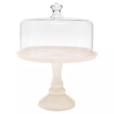 Timeless Beauty 10-inch Cake Stand With Glass Cover Milk White • $34.55