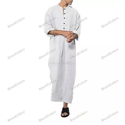 Mens Kurta White Color Plain Traditional Mens Kurta For Gift Full Size Kurta • $33.62