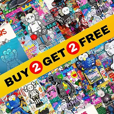 BUY 2 GET 2 FREE Kaws Street Art Wall Decor - Pop Art Home And Office Poster • £9.95