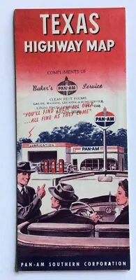 Vintage Pan-Am Southern Corp Highway Road Map Of Texas • $19.99