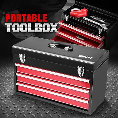 Workshop Garage Household Lockable 20  3-Drawer Steel Tool Box Organizer Storage • $59.99