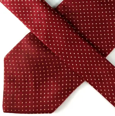 Vintage Jos A Bank Mens Tie Red W/ White Polka Dot Pattern 100% Silk • $15.93