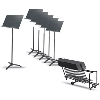 Proline 6-Pack Orchestral Music Stand With Manhasset Storage Cart (Holds 25) • $649.99