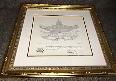 $358.33 • Buy RARE Donald Trump Inauguration Day Sketch Print Framed Signed By Ronna McDaniel