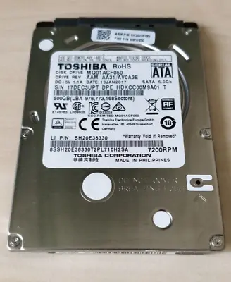 Toshiba MQ01ACF050  500GB 2.5  SATA Internal Laptop Hard Drive PS3 PS4 MAC CCTV • £9.99