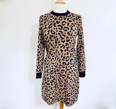 J.Crew Womens Sweater Dress Animal Leopard Print Small Long Sleeve Wool Blend • $29.99
