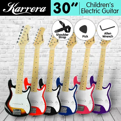 $72 • Buy Kids Karrera Electric Guitar And Childrens Gift Sunburst Black Blue Red Pink