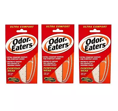 Odor-Eaters Ultra Comfort Insoles | Charcoal Deodorising Layer 3 Pair Pack • £13.50