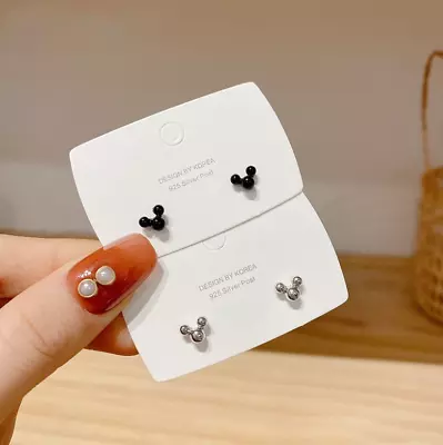 Tiny Disney Mickey Mouse Silver / Black / Red Stud Earrings • $8.99