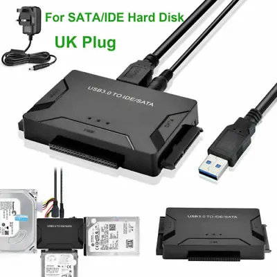 USB 3.0 To IDE & SATA Converter External Hard Drive Adapter 2.5 /3.5  Cable New • £16.89