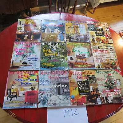 Vintage Lot Of 12 Metropolitan Home Magazines FULL YEAR 1992 All Issues - NICE! • $29.85