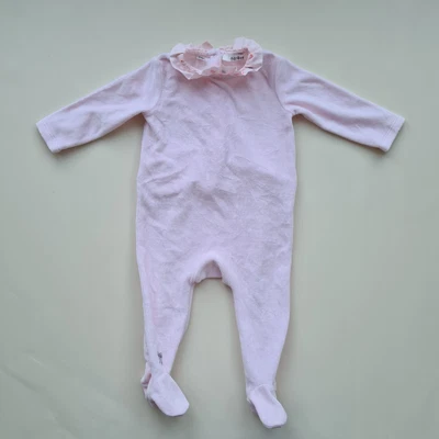£10 • Buy Marèse Girls 6 Months Old Pink Ruffle Neck Babygrow Velour