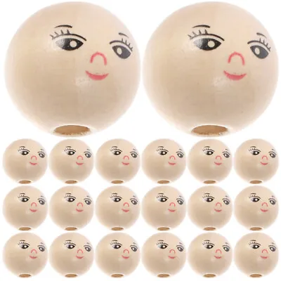 50 Pcs Wood Beads DIY Making Wooden Doll Head Jewelry • £6.01